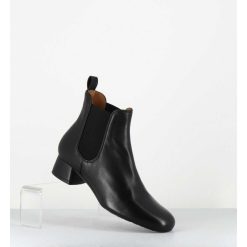 Clearance Garrice Boots En Cuir Souple Noir Petit Talon & Elastiques - Cesaria Black Nappa