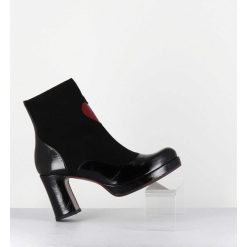 New Garrice Boots A Talon En Cuir Noir & Coeur Rouge - Danlov Maserati Negro