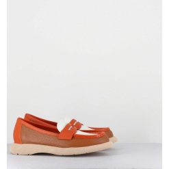 Hot Garrice Mocassins Legers En Cuir Graine Orange Beige - S146 Cuoio Panna