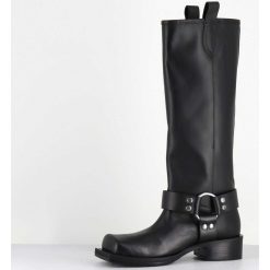 New Garrice Bottes Bikers Bout Carre En Cuir Noir - 1613 York Nero