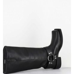 New Garrice Bottes Bikers Bout Carre En Cuir Noir - 1613 York Nero