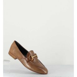 New Garrice Mocassins Plats En Cuir Souple Camel & Mors Dore - N125 Cuoio