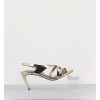 Wholesale Garrice Sandales Talon Fin Slingback En Cuir Metallise Dore - 11527 Viper Platino