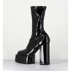 Wholesale Garrice Boots Noires Vernis Stretch - Victoria Mok Patent