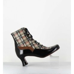 Best Garrice Boots A Lacets Imprime Tartan & Petit Talon Retro - Mylion Maserati Nagro