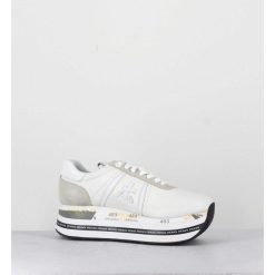 Clearance Garrice Sneakers En Cuir Blanc Semelle Compensee Ligne Japonisante - Beth 5603