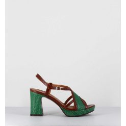 Online Garrice Sandales A Talon En Cuir Vert & Marron - Kat Ford Green