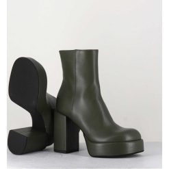 Online Garrice Boots 70S En Cuir Khaki - Aiko Nappa Oberoy