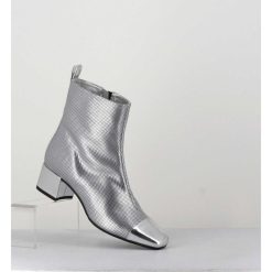 Online Garrice Boots En Cuir Gaufre Argent Details Miroir - Estime Bis Argent