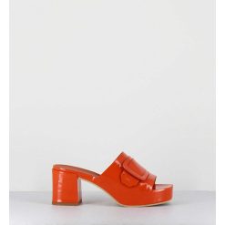 New Garrice Mules A Plateforme Petit Talon Vernis Orange - 11532 Vetro Orange