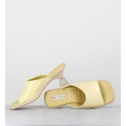 New Garrice Mules En Cuir Vernis Beige Talon Plexi - Synthia Beige Sandals