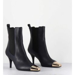 New Garrice Boots Cuir Bleu Nuit Pointe Doree - Nako Nappa Dark Navy