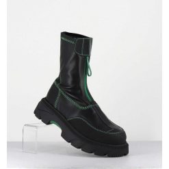 Wholesale Garrice Boots En Cuir Stretch Noir & Vert - Danica Raven Black