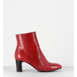 New Garrice Bottines Petit Talons En Cuir Rouge F568 - Garrice Lab