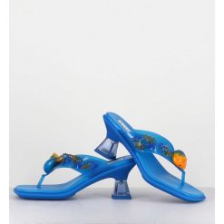 Best Garrice Tong Cuir Bleu & Plexi Ornees De Coquillages - Oceane Blue Sandals