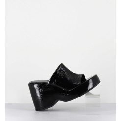 Best Garrice Mules Compensees 90S En Cuir Vernis Noir - Masa2 Cindy Nero