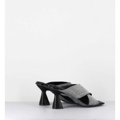 Hot Garrice Mules Cuir Noir & Perles - Liza Var Nero