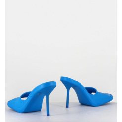 New Garrice Mules Barbie En Gomme Bleu & Talon Stiletto - Ida Blue Sandals