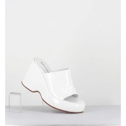 Online Garrice Mules Compensees 90S En Cuir Vernis Blanc - Masa4 Cindy Bianco