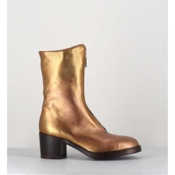 New Garrice Boots En Cuir Metallise Dore A Zip -888 Nappa Oro