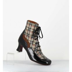 Best Garrice Boots A Lacets Imprime Tartan & Petit Talon Retro - Mylion Maserati Nagro