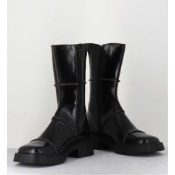 Best Garrice Boots Tige Mi-Haute En Cuir A Bout Carre Large - Dahlia Black Boots