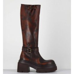 Clearance Garrice Bottes En Cuir Vieilli Marron Semelle Legere - E3772 Beta Cuoio