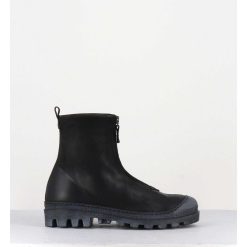 Online Garrice Boots En Cuir Gras Noir Avec Zip Centrale - I6-967 Black