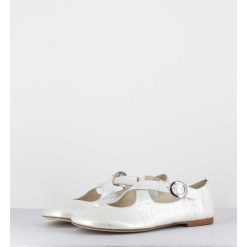 New Garrice Ballerines A Brides Croisees En Cuir Vernis Froisse Blanc - Ziami Magma Ivory