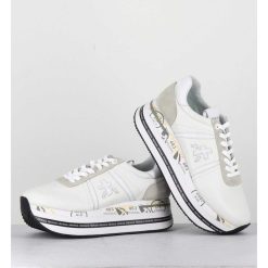 Clearance Garrice Sneakers En Cuir Blanc Semelle Compensee Ligne Japonisante - Beth 5603