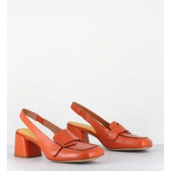 New Garrice Mocassins Slingback A Talon En Cuir Orange 70S - S242234 Remuve Orange