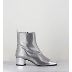 Online Garrice Boots En Cuir Gaufre Argent Details Miroir - Estime Bis Argent