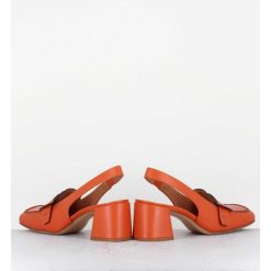 New Garrice Mocassins Slingback A Talon En Cuir Orange 70S - S242234 Remuve Orange