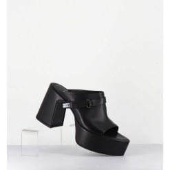 Online Garrice Mules A Plateforme Pointu En Cuir Noir - M6415 Vanity Nero