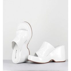 Online Garrice Mules Compensees 90S En Cuir Vernis Blanc - Masa4 Cindy Bianco