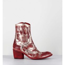 Best Garrice Boots Esprit Santiags En Cuir Rouge & Metal Or - 3226 Platino Rosso