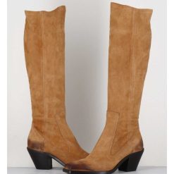 New Garrice Bottes Esprit Santiag En Daim Camel - 5181 Cuoio