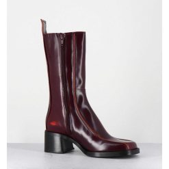 Online Garrice Boots Bout Carre Bordeaux & Surpiqures Orange - Mariela Burgundy Boots