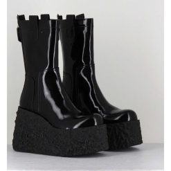 Clearance Garrice Boots En Cuir Vernis Noir Compensees - Lava Bootie Nero