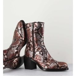 Online Garrice Bottines Esprit Santiags En Cuir Impression Python Brun Metallise - 15616 Luxury