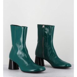 Hot Garrice Boots En Cuir Brillant Vert Talon Geometrique - Dani04 Glaze Selva