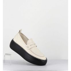 Best Garrice Mocassins Cuir Blanc & Semelle Gomme Noire - A66C Off White