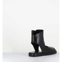 Wholesale Garrice Sandales Plates 'Open-Boots' Destructure En Cuir Noir - Ara Trill Nero