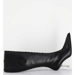 Hot Garrice Bottes Hautes En Cuir Noir Corsete & Talon Plexi - Aline Tall Boots