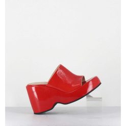 New Garrice Mules Compensees 90S En Cuir Vernis Rouge - Masa1 Cindy Rosso