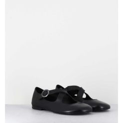 Hot Garrice Ballerines A Brides Croisees En Cuir Souple Noir - Ziami Buffy Nero