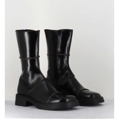 Best Garrice Boots Tige Mi-Haute En Cuir A Bout Carre Large - Dahlia Black Boots