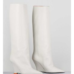 Wholesale Garrice Bottes Bout Pointu En Cuir Blanc Talon Compense Y2K - Numa Oxford Ivory