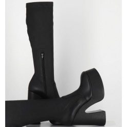 Clearance Garrice Bottes A Plateforme En Cuir Noir Stretch - 1D7754 Pulp Black