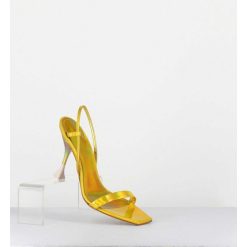 Best Garrice Sandales Talon Haut Cuir Metal Jaune Iridescent - Nischia Cosmo Lime